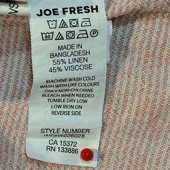 Joe Fresh Pink & White Button Down Long Sleeve Shirt in Size Medium - Picture 6 of 9